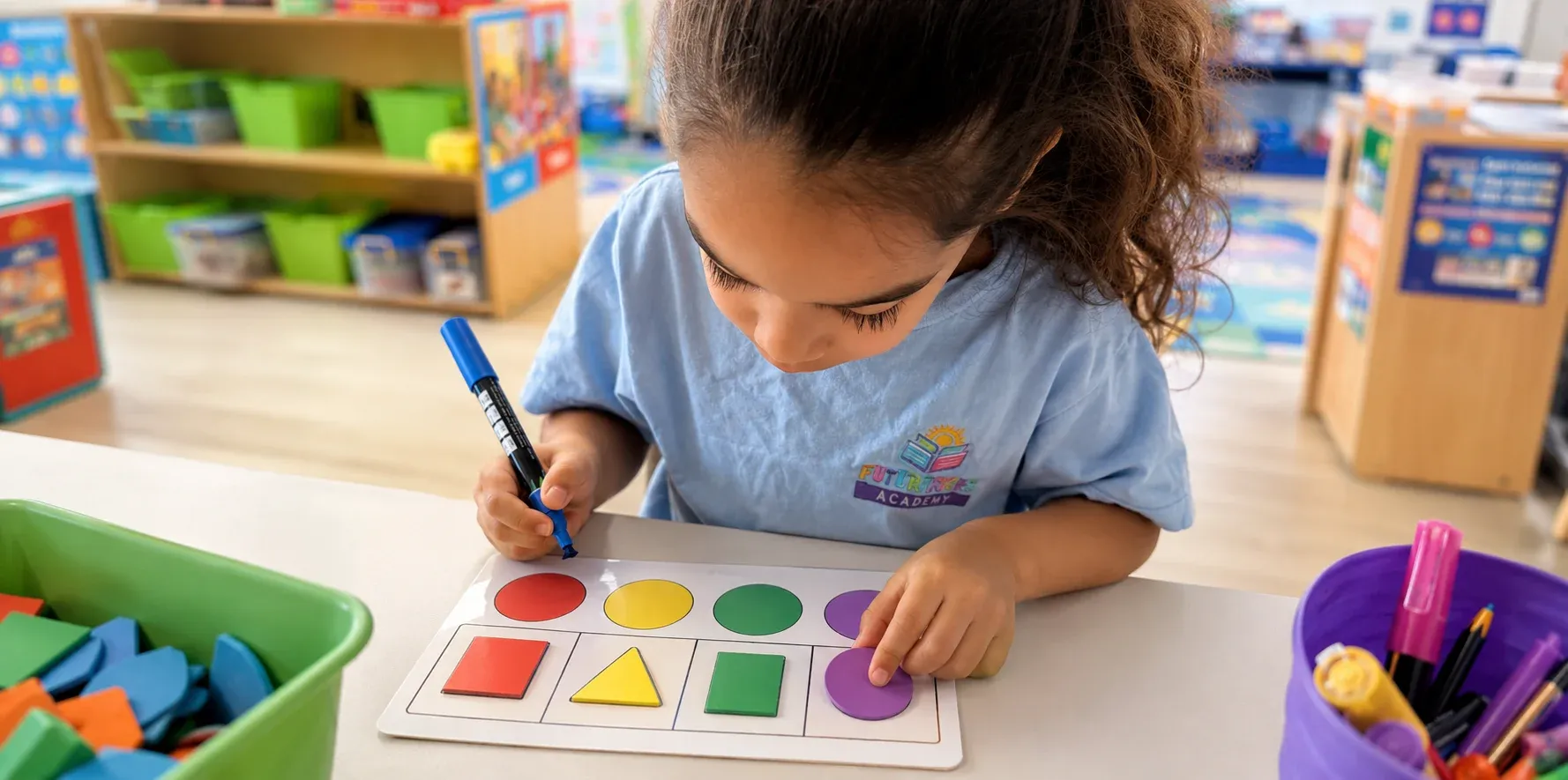 Children exploring cognitive learning materials